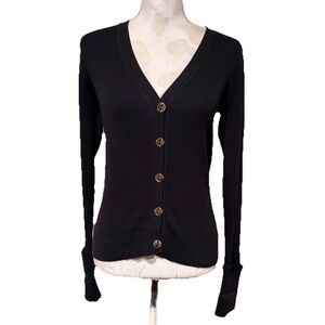 Tory Burch Womens Cardigan Sweater Navy Long Sleeve V Neck Wool Size Small
